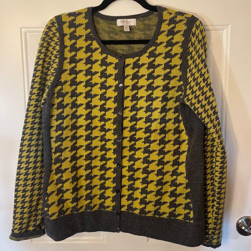 Nordstrom Cashmere Houndstooth Cardigan Sweater